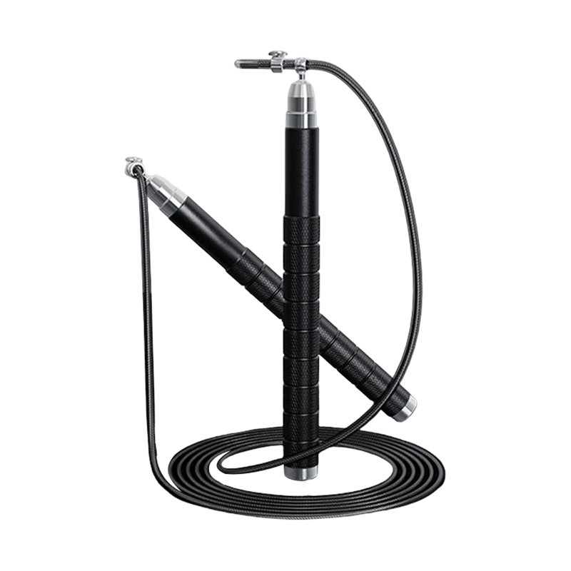 Corde à sauter de course avec poignée en aluminium noir et blanc TS-12